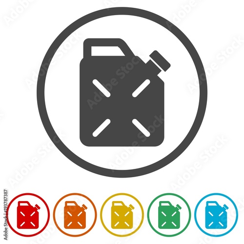 Jerrycan fuel icon, 6 Colors Included