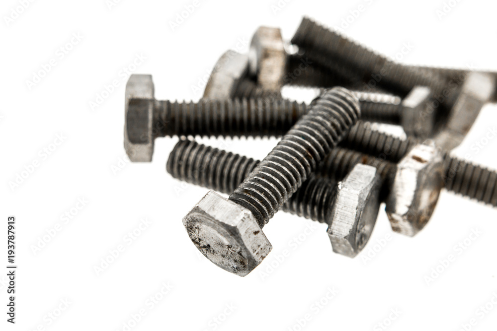 Close up bolts isolated on white background Close up bolts isolated on white background