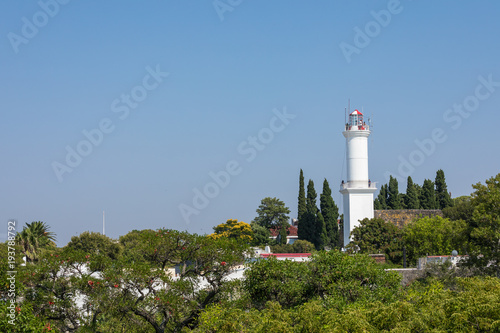 Lighthouse of historic neighborhood in Colonia del Sacramento, Uruguay