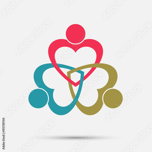 three people heart in a circle holding hands.The summit workers are meeting in the same power room.