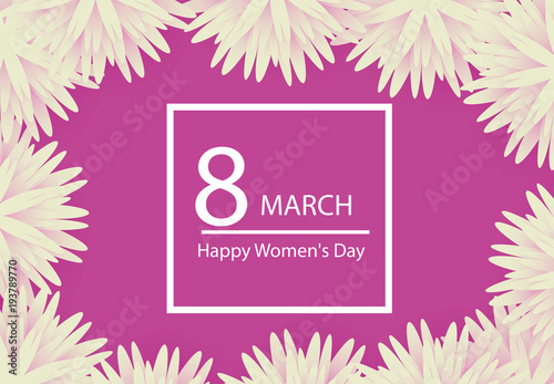 8 March holiday background with paper cut Frame Flowers. Happy Mother's Day. Trendy Design Template. Vector illustration.