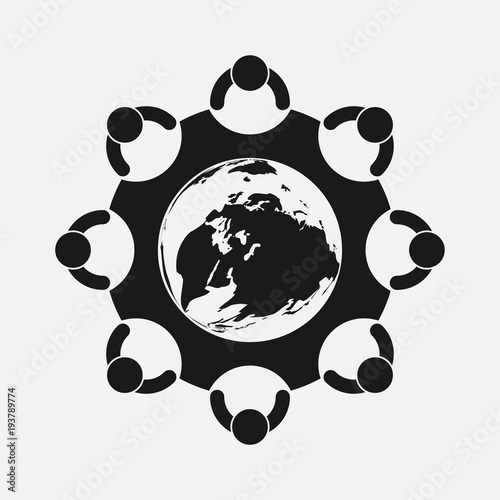 people around meeting the table icon,Group of five person,Teamwork meeting.