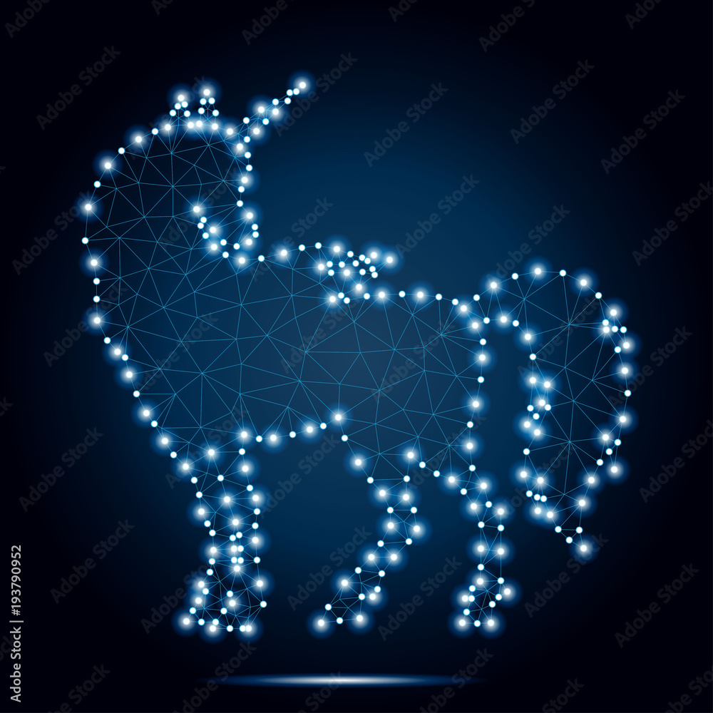 Unicorn polygon dots blue stars 3-1