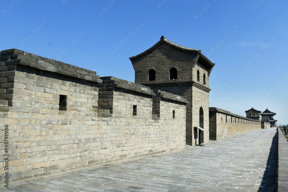 Wall, fortification of the old city  of  Pingyao ,Shanxi ,China
