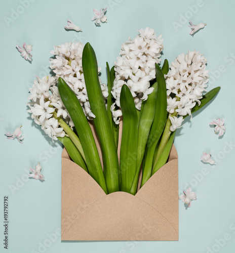 White hyacinths in  envelope