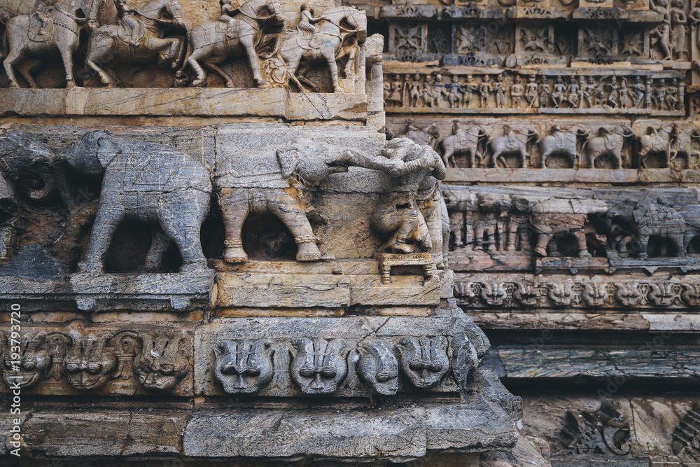 Jagdish Temple, Wall carving detail in Udaipur, India