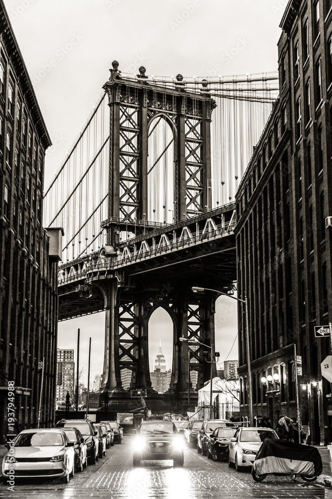 Photography Poster Manhattan Bridgeas seen from Washington street