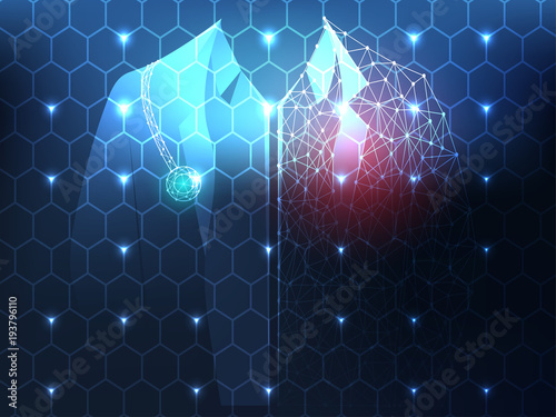 Abstract health medical science consist doctor digital technology concept  modern medical technology,Treatment,medicine on hi tech future blue background. for template, web design or presentation.