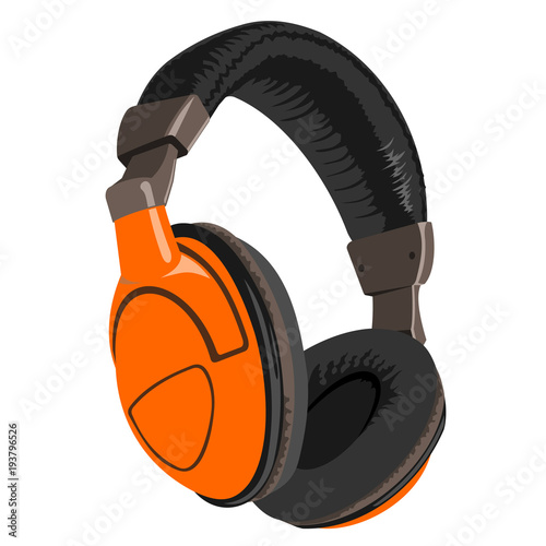 Headphones isometry isolated. Realistic image of headphones on the white background. Bottom view.