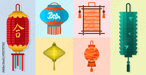 Chinese lantern vector paper lightertraditional holiday celebrate Asia festive or wedding lantern graphic celebration lamp illustration