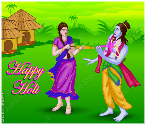 lord krishna playing holi illustration for holi festival