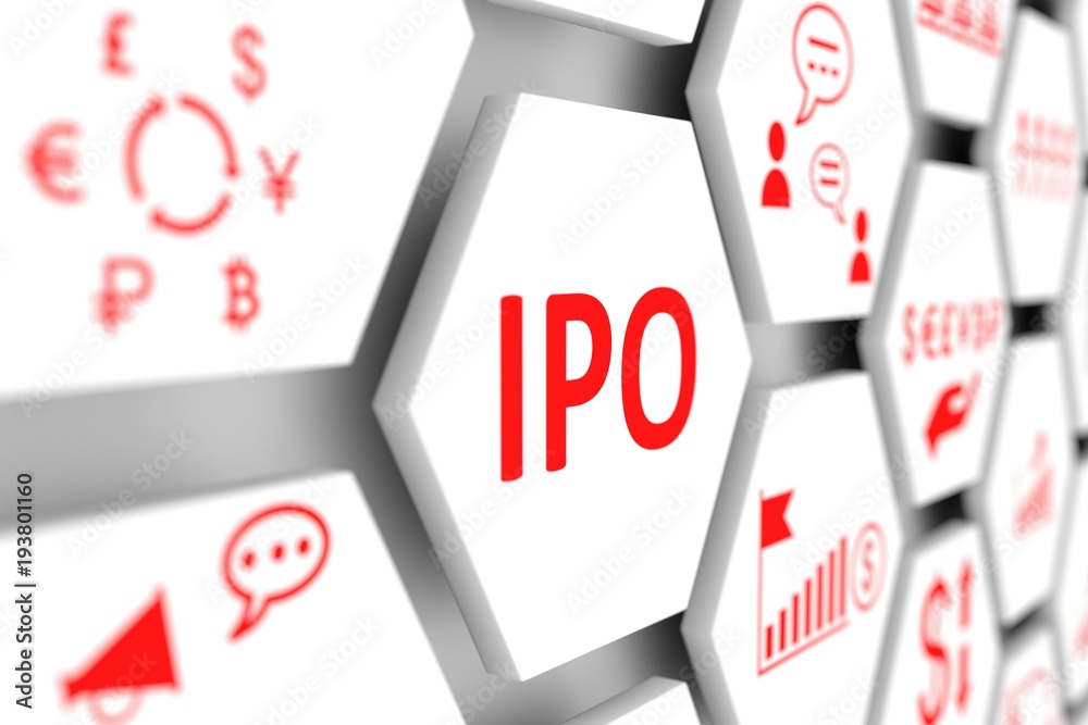 IPO concept cell blurred background 3d illustration IPO concept cell blurred background 3d illustration