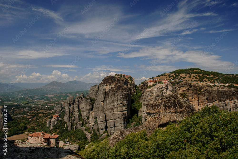 Holy Meteora monasteries, Plain of Thessaly, Greece 