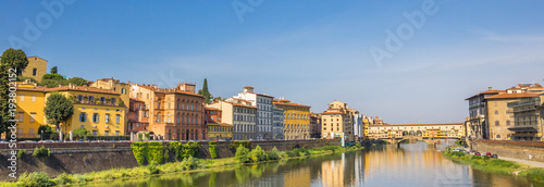 Panorama of river Arno and ponte Vecchio in Florence