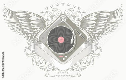 Winged turntable emblem