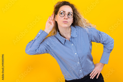 Bild auf Leinwand Woman listening to something