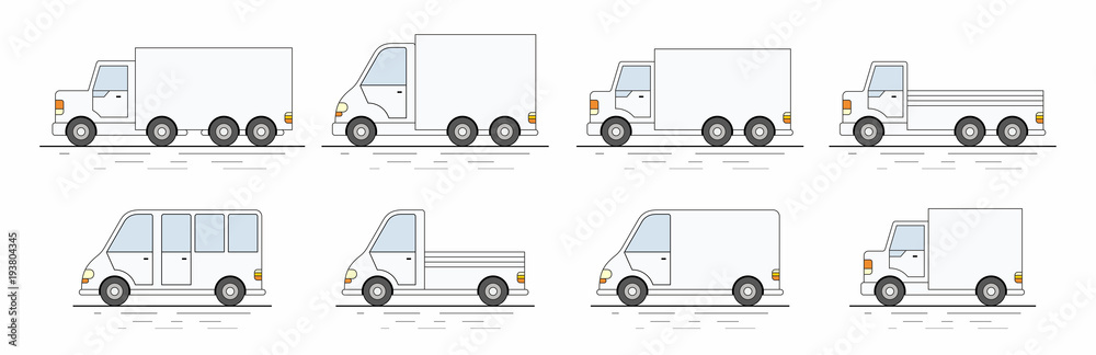 Commercial van icons set Commercial van icons set