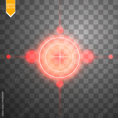 Neon red target isolated. Game Interface Element. Vector illustration