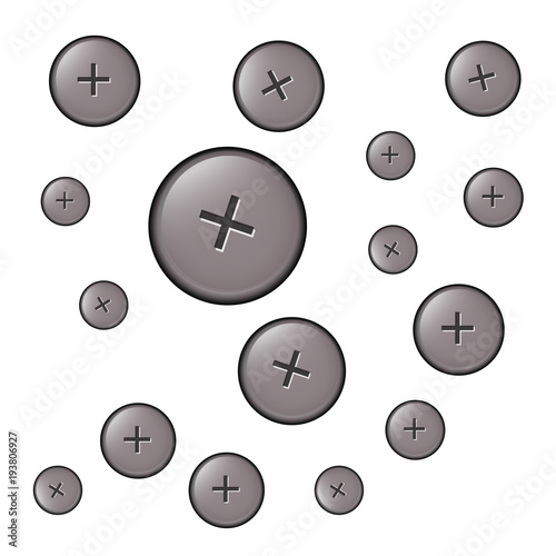 set of hats bolts of different sizes. Vector graphics.