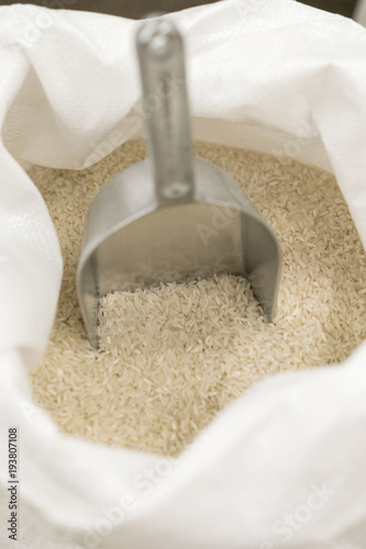 Rice in a bag. close-up. photo