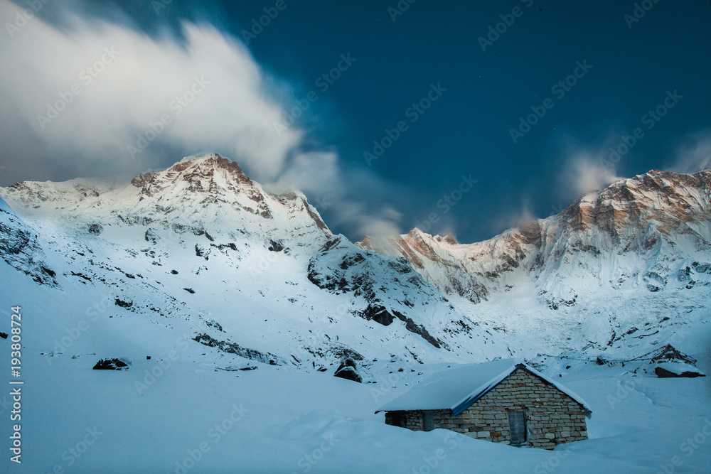 Small stone house at the Annapurna Base Camp, Nepal