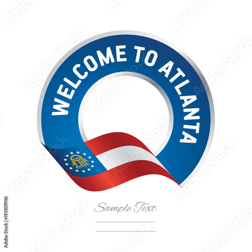 Welcome to Atlanta Georgia flag ribbon travel logo icon stamp
