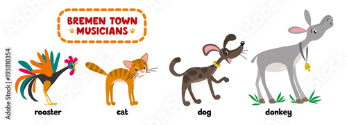 Bremen Town Musicians cartoon set