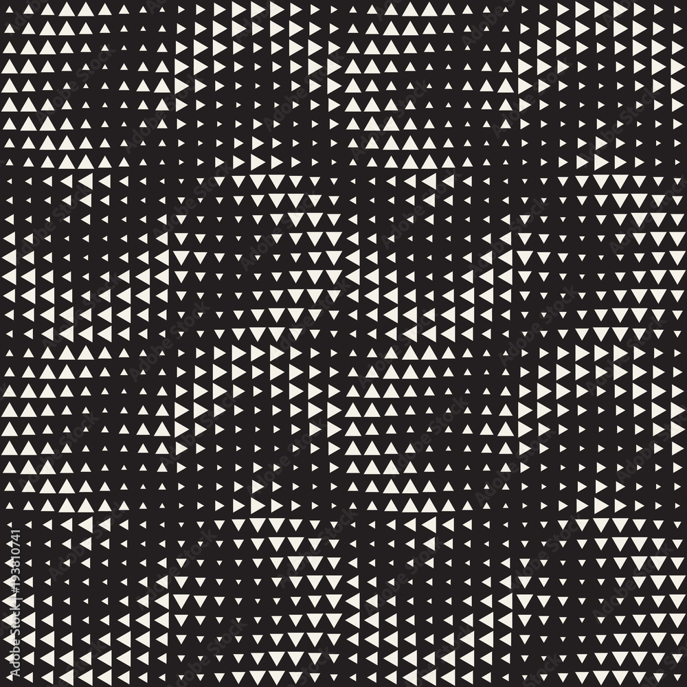 Stylish halftone texture. Endless abstract background with random size shapes. Vector seamless mosaic pattern.