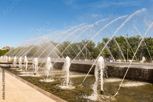 Fountains in the city park.