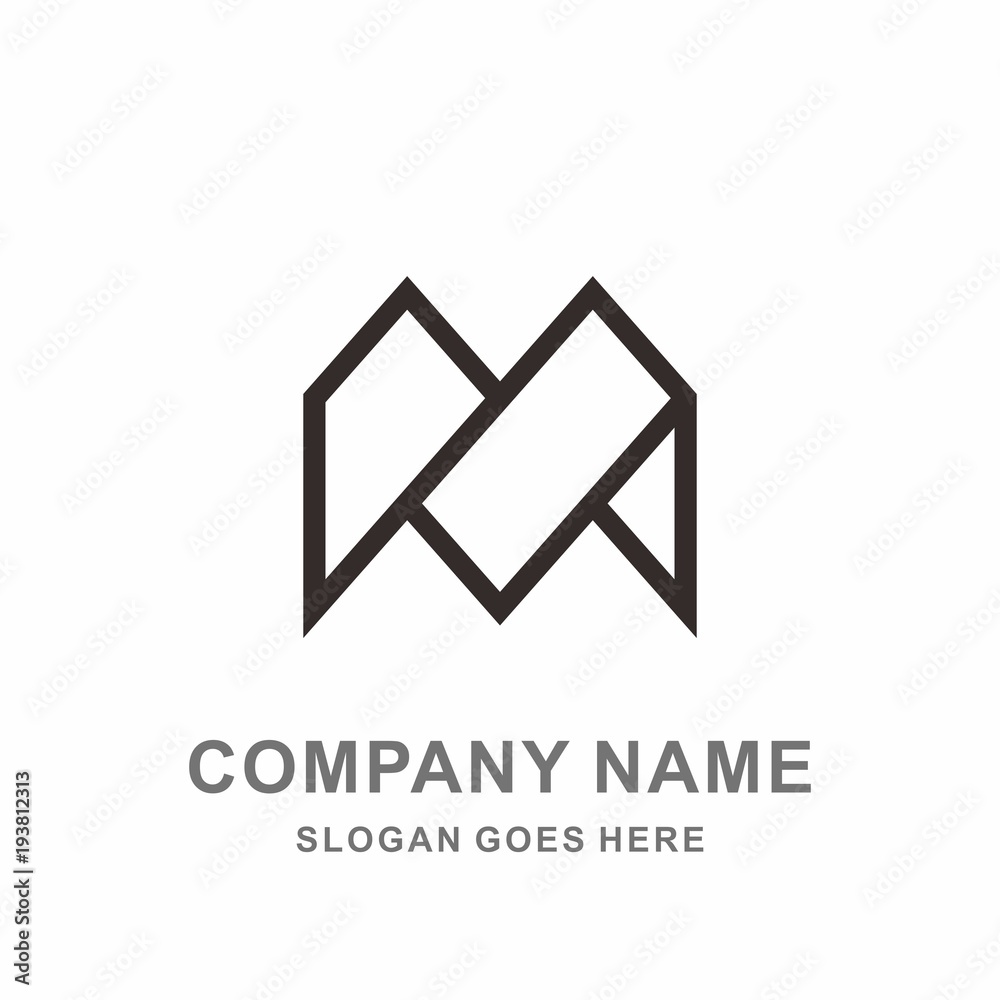 Monogram Letter M Geometric Square Architecture Interior Construction Business Company Stock Vector Logo Design Template