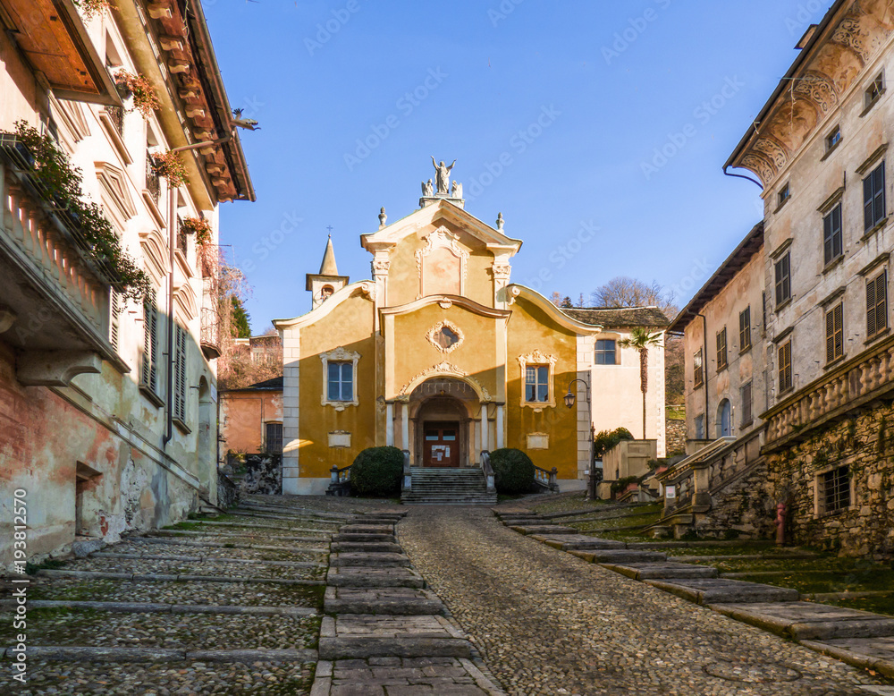 the basilica of Orta San Giulio, one of the most beautiful villages in Italy