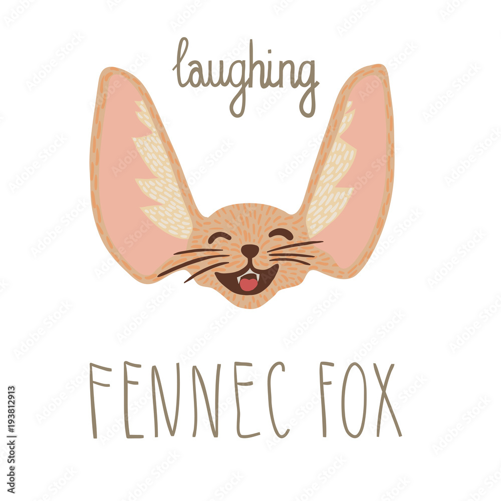 Laughing fennec fox head Stock Vector Adobe Stock