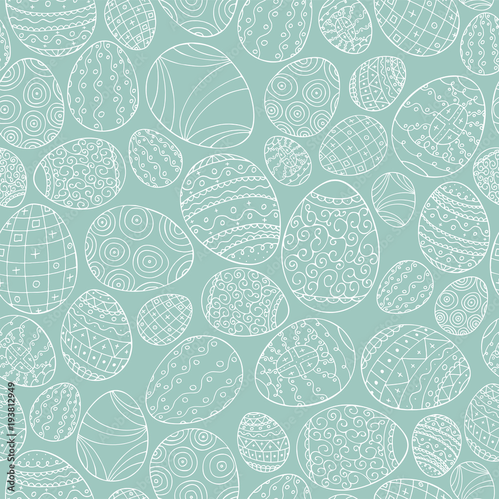 Colorful seamless easter pattern in doodle style. Hand drawn background - ornamental design