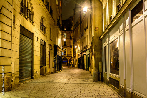 dark lonesome street in the city at night