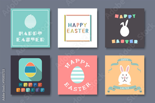 Collection of greeting easter cards - holiday colorful backgrounds © ExpressVectors