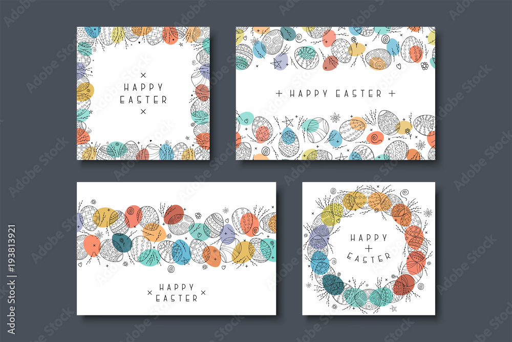 Collection of holiday greeting cards. Happy easter backgrounds