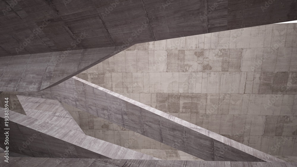 Abstract white and concrete interior. 3D illustration and rendering. Abstract white and concrete interior. 3D illustration and rendering.