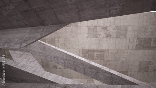 Abstract white and concrete interior. 3D illustration and rendering. © SERGEYMANSUROV