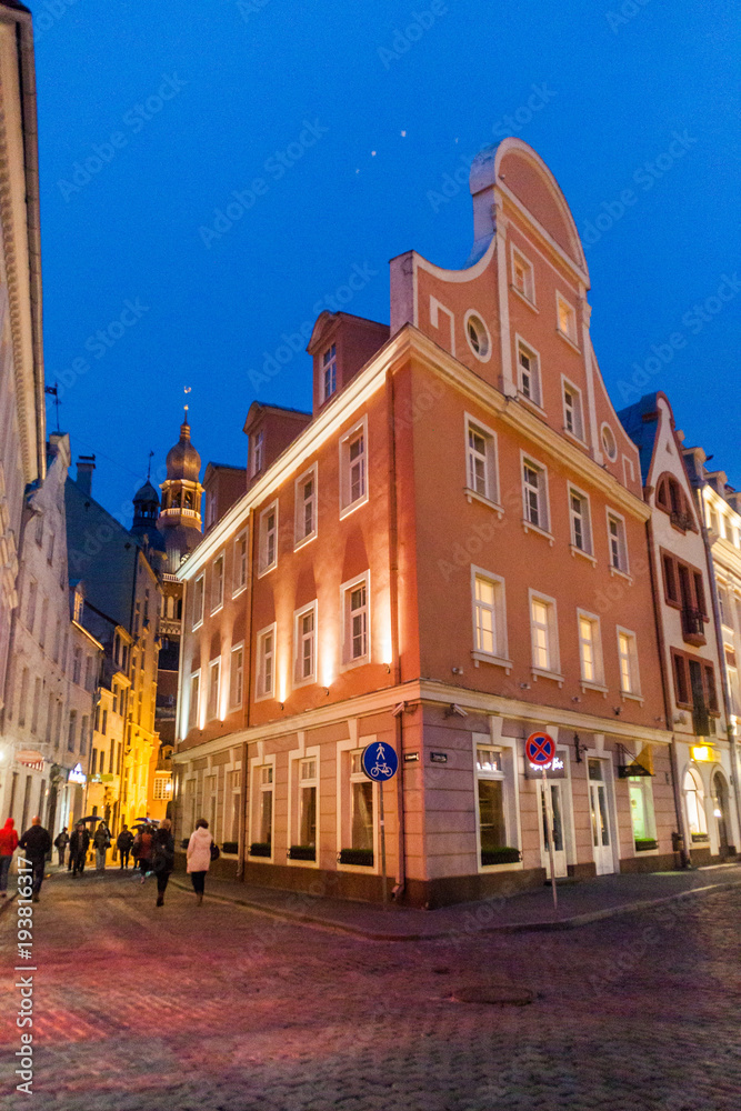 RIGA, LATVIA - AUGUST 18, 2016: Old buildings in the center of Riga, Latvia