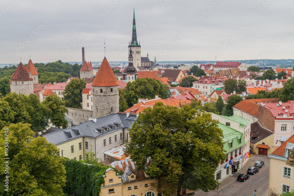 Fototapeta premium Aerial view of Tallinn Old Town, Estonia