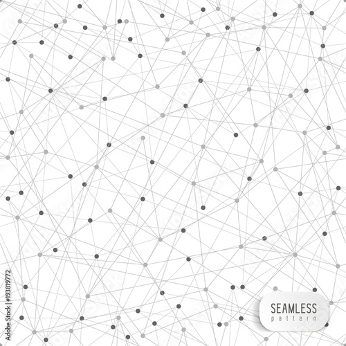 Abstract network seamless background. Triangle geometric pattern, grey color.