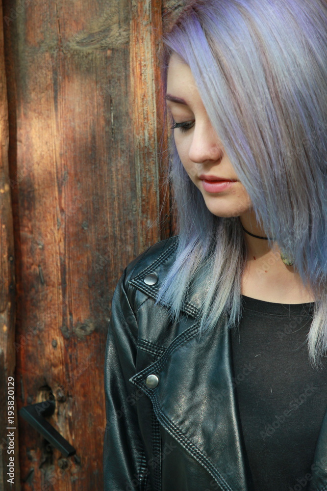 Fototapeta premium Girl with violet hair