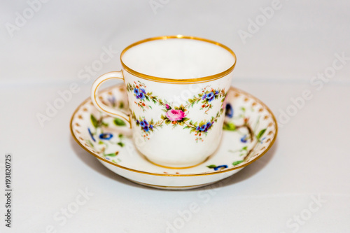 Elegant vintage cup with saucer for coffee or tea
