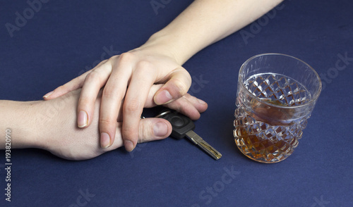 Car keys alcohol and hands