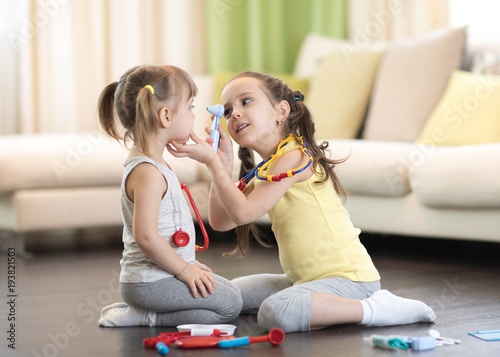 Two kids little girls playi...