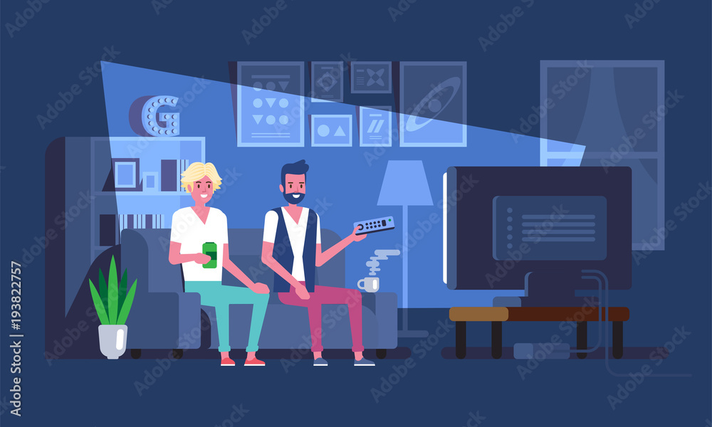 Man sitting on sofa and watching tv Man sitting on sofa and watching tv