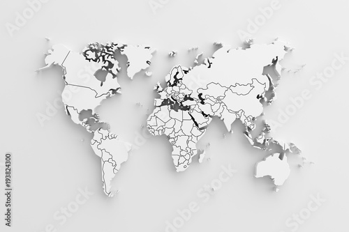 Fototapeta Naklejka Na Ścianę i Meble -  White paper earth 3d map.