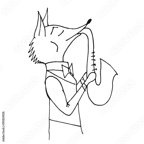 the fox plays the saxophone