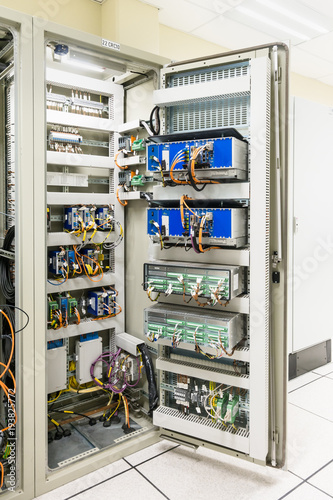 Electrical Panel or equipment Switch of electrical room / switch gear and control room in electricity industry, Power Plant, Substation including the component such as voltage switch, circuit, wire