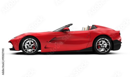 lateral view of a red convertible car photo